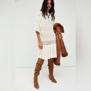 Free People Cream Crochet Mini Dress NWT
